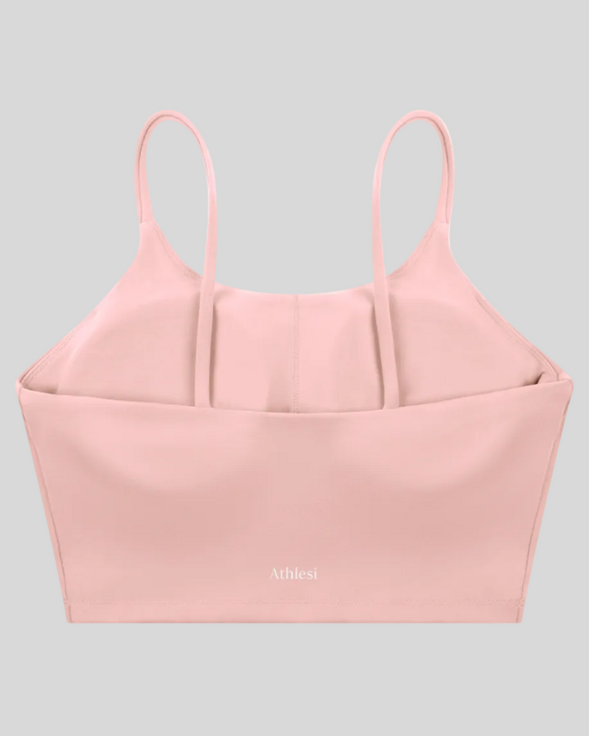 CoreLine Sports Bra in pink, 3D back view with clean minimal structure