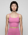 CoreLine Sports Bra in purple, front view styled on model
