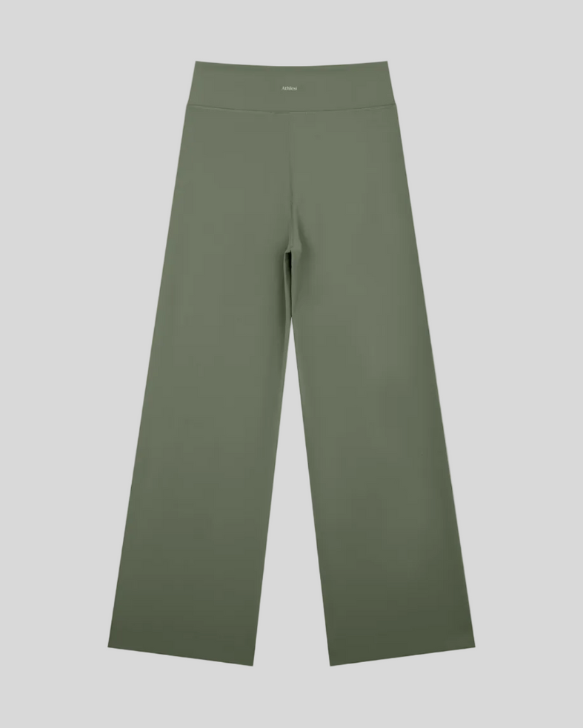 CoreLine Yoga Pants in Gray Green back view