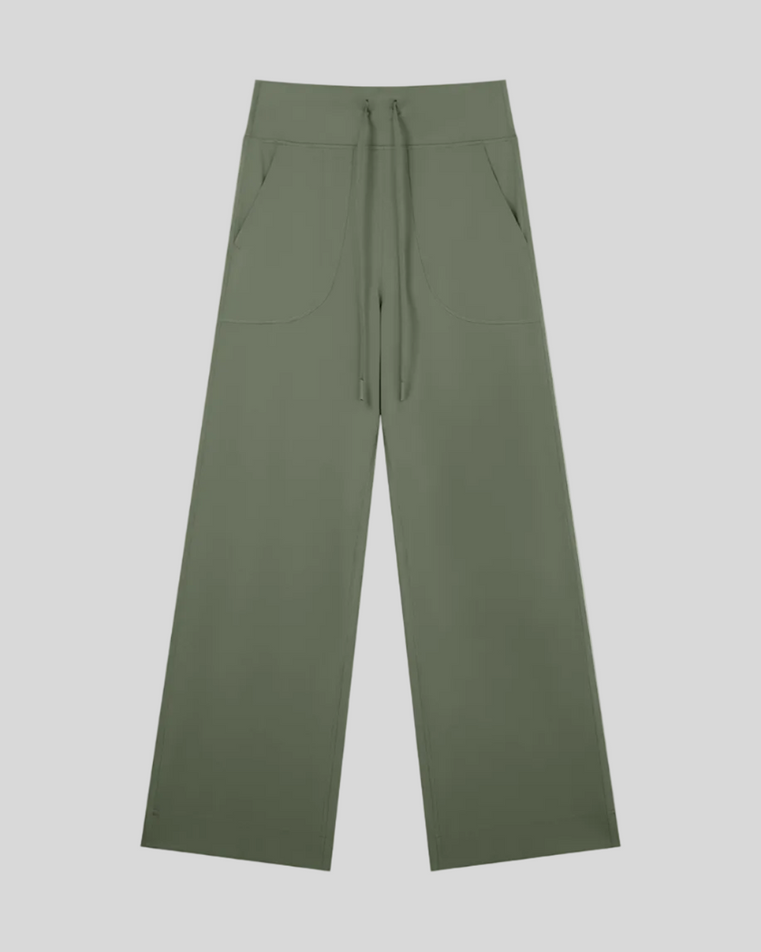 CoreLine Yoga Pants in Gray Green front view