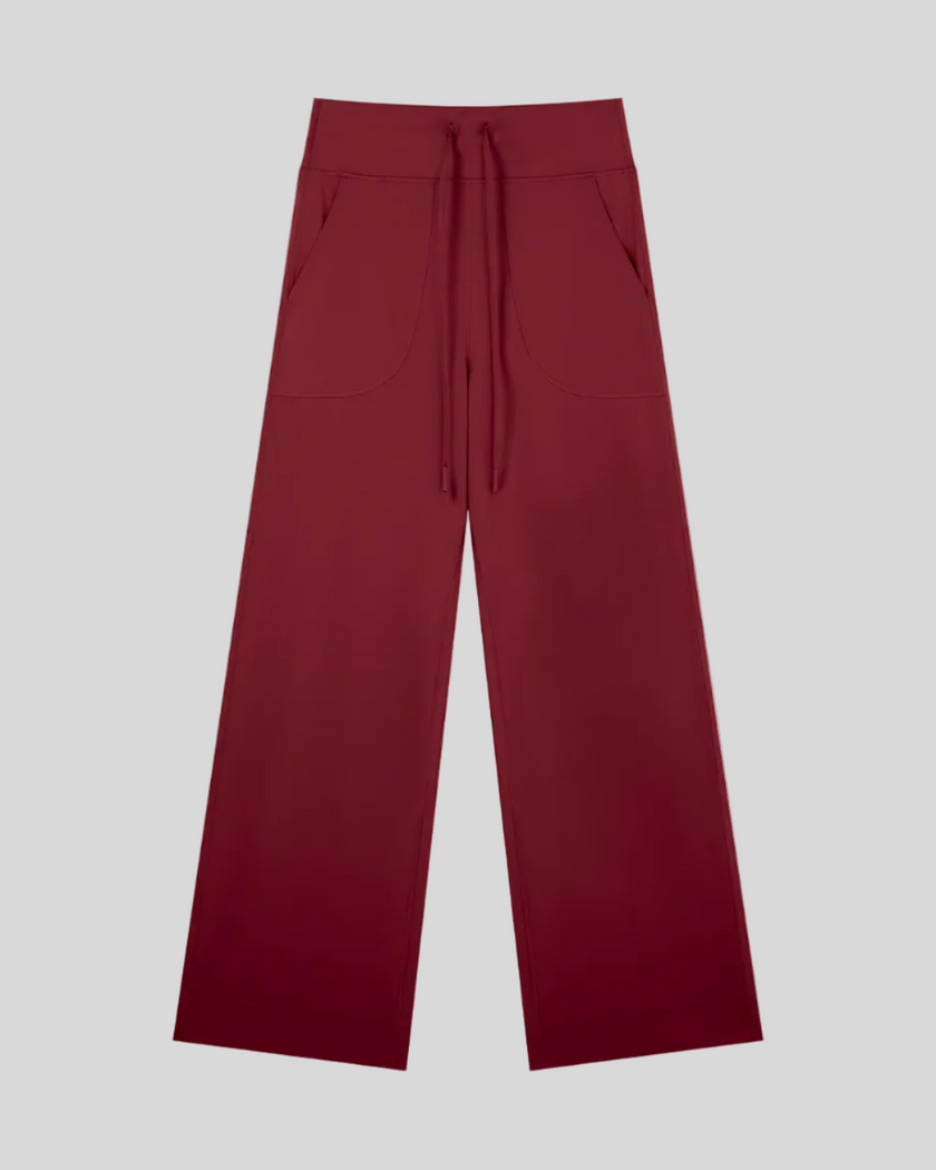 CoreLine Yoga Pants in Wine Red front view