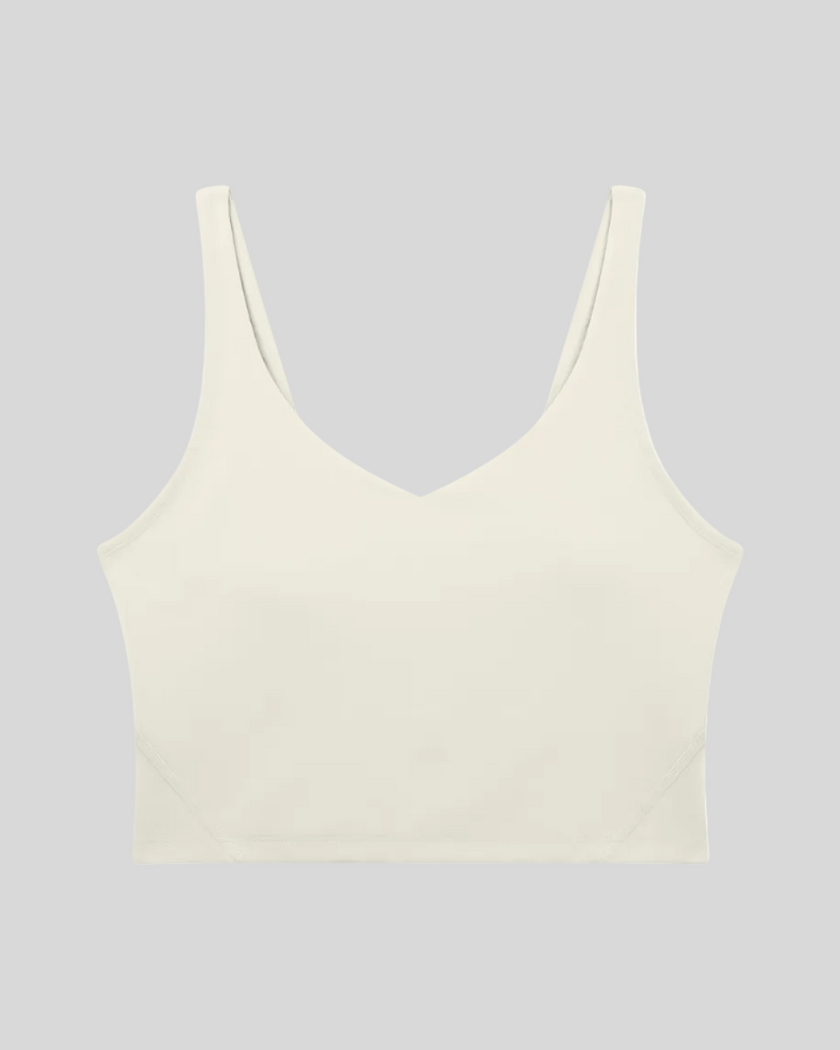 CoreLine Yoga Sports Bra in Beige front view