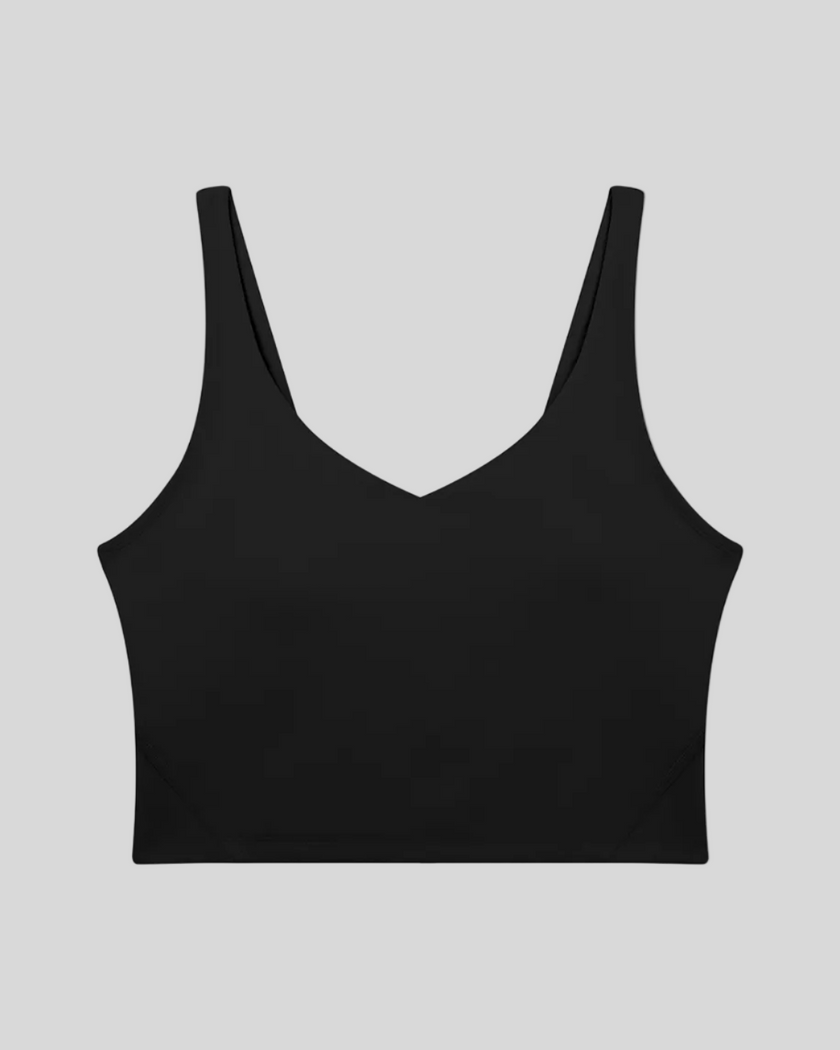 CoreLine Yoga Sports Bra in Black front view