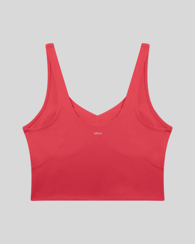 CoreLine Yoga Sports Bra in Brick Red back view