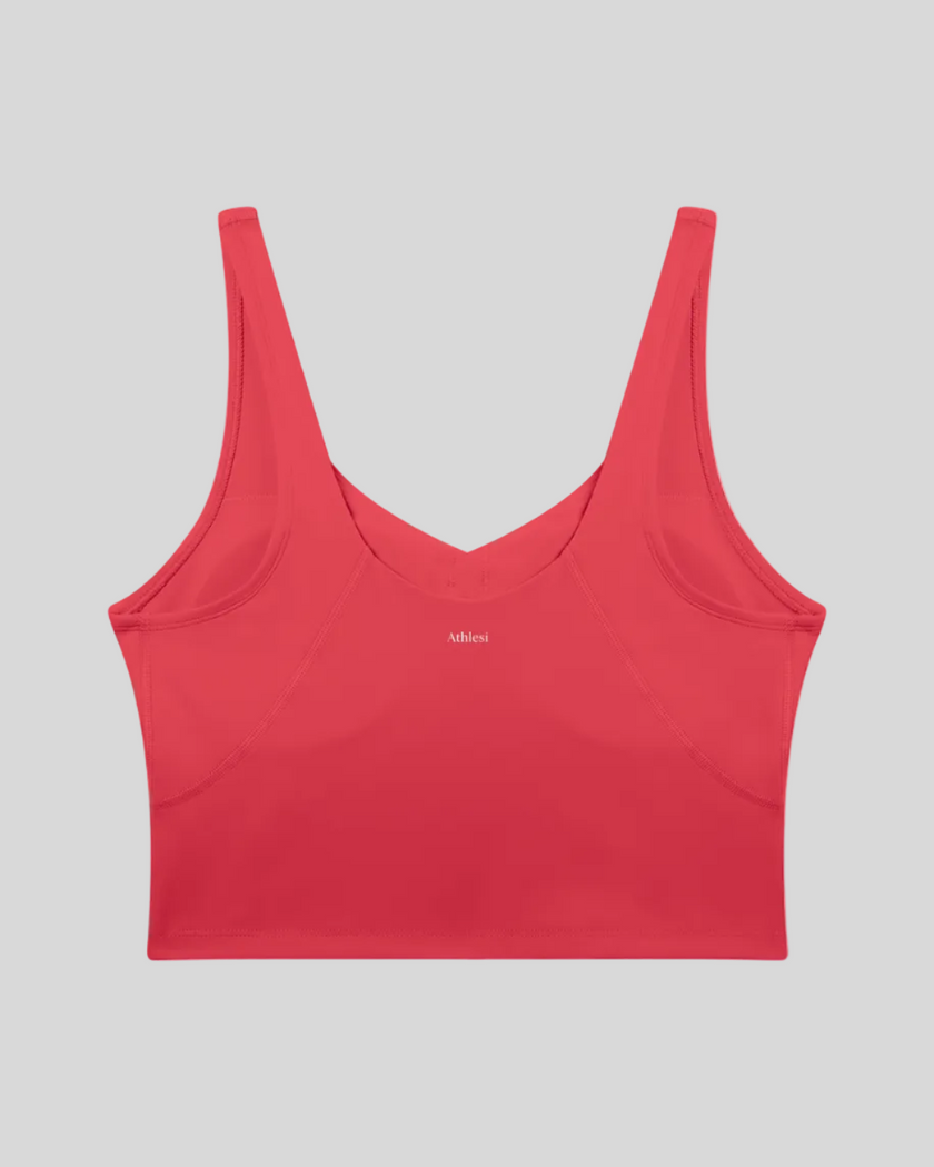 CoreLine Yoga Sports Bra in Brick Red back view