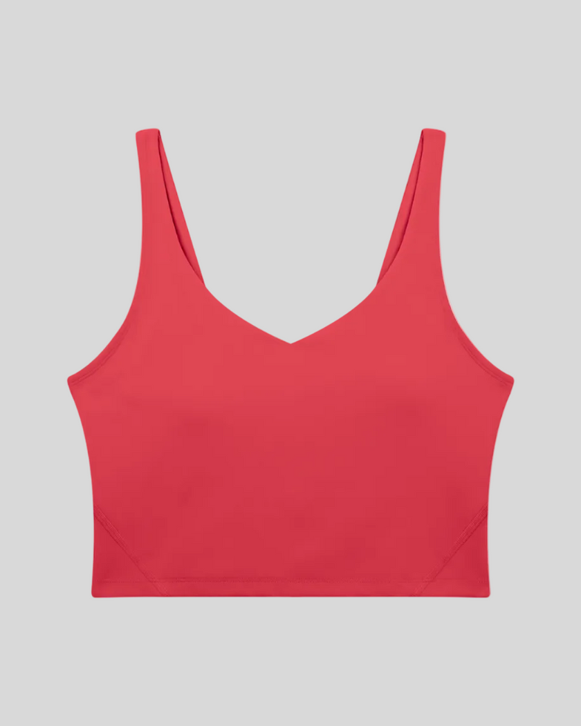 CoreLine Yoga Sports Bra in Brick Red front view
