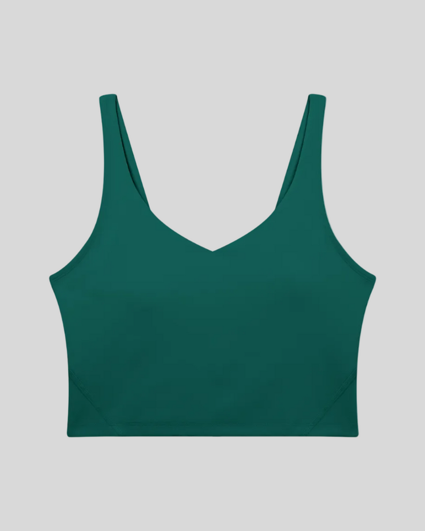 CoreLine Yoga Sports Bra in Dark Green front view