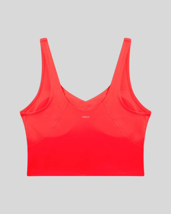 CoreLine Yoga Sports Bra in Fuchsia Red back view