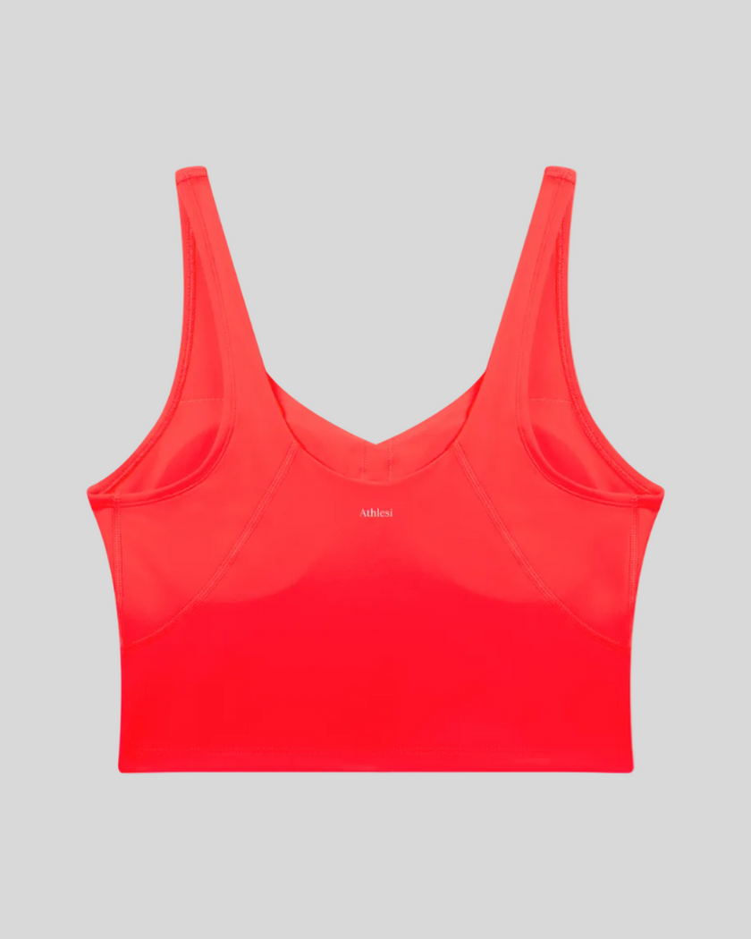 CoreLine Yoga Sports Bra in Fuchsia Red back view