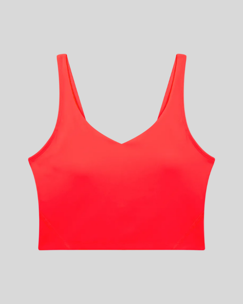 CoreLine Yoga Sports Bra in Fuchsia Red front view