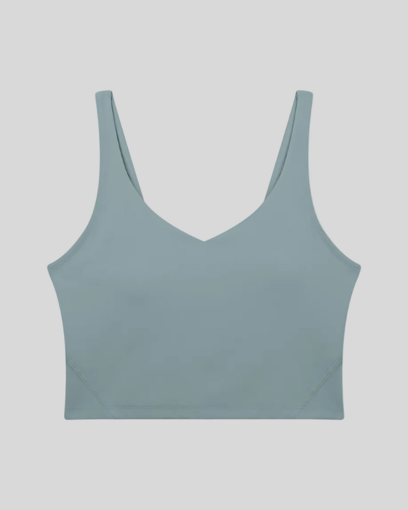 CoreLine Yoga Sports Bra in Gray Blue front view
