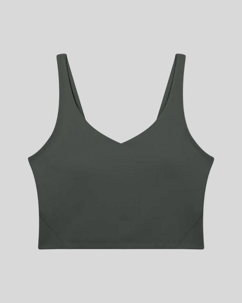 CoreLine Yoga Sports Bra in Gray front view