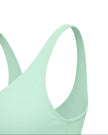 Angled front closeup of CoreLine Yoga Sports Bra in Mint Green
