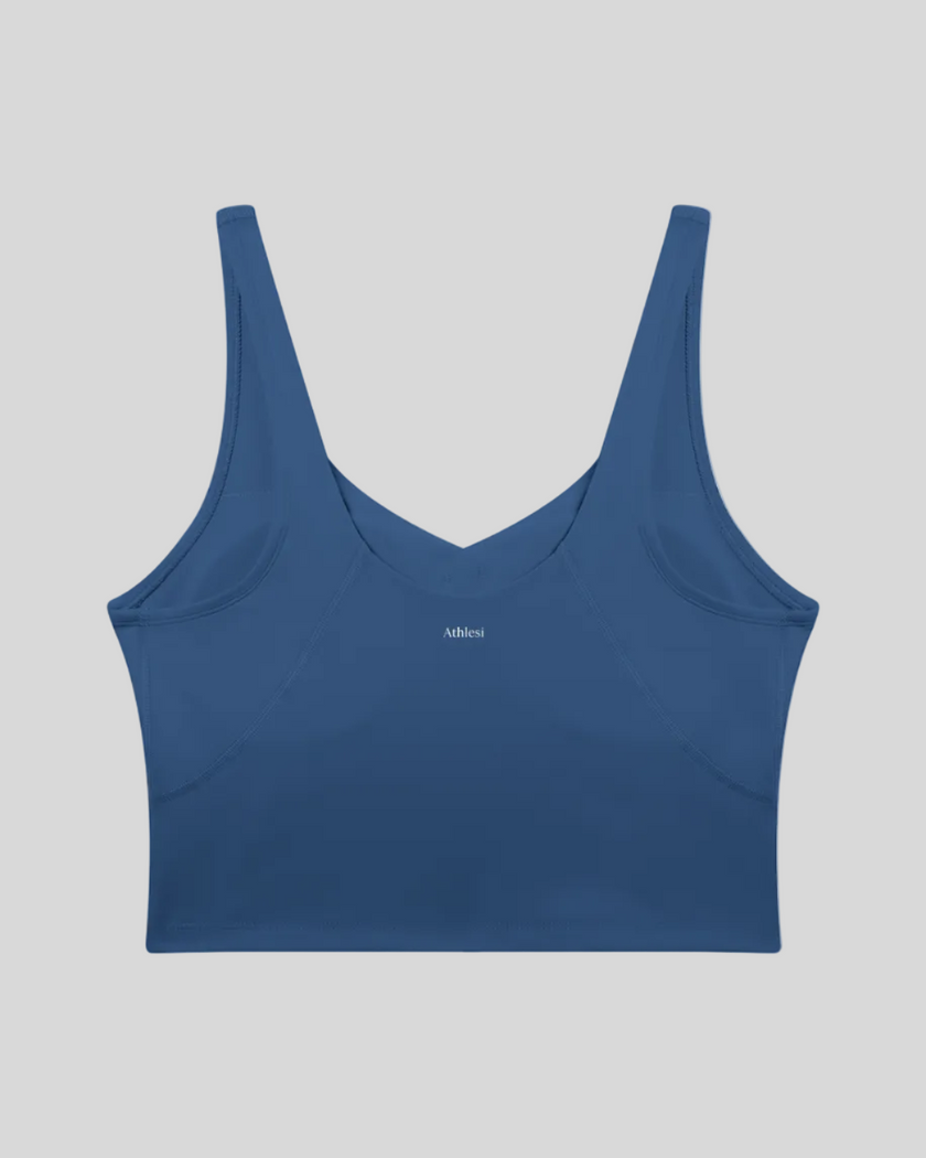 CoreLine Yoga Sports Bra in Navy Blue back view