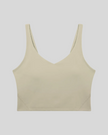 CoreLine Yoga Sports Bra in Pale Khaki front view