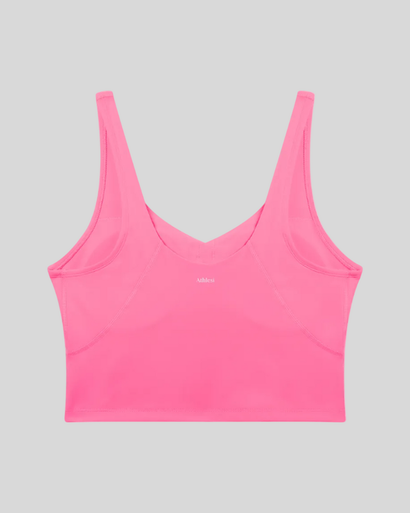 CoreLine Yoga Sports Bra in Rose Red back view