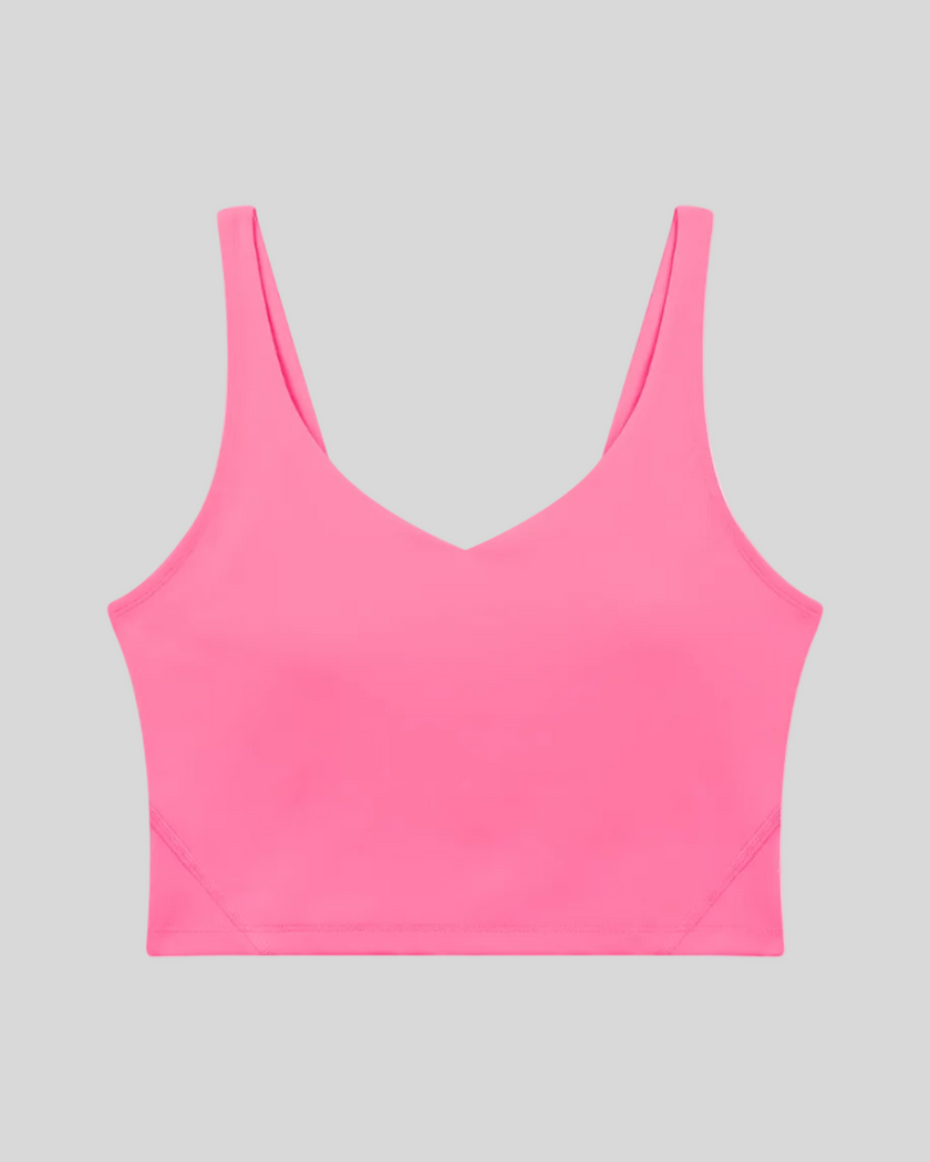 CoreLine Yoga Sports Bra in Rose Red front view