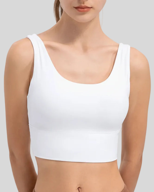 Athlesi CoreSculpt seamless cropped active tank in white, front view