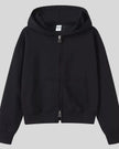 CoreZip Hooded Jacket in black flat lay front view showing full design