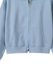 CoreZip Hooded Jacket in blue close-up showing front zipper detail