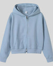 CoreZip Hooded Jacket in blue flat lay front view showing full design