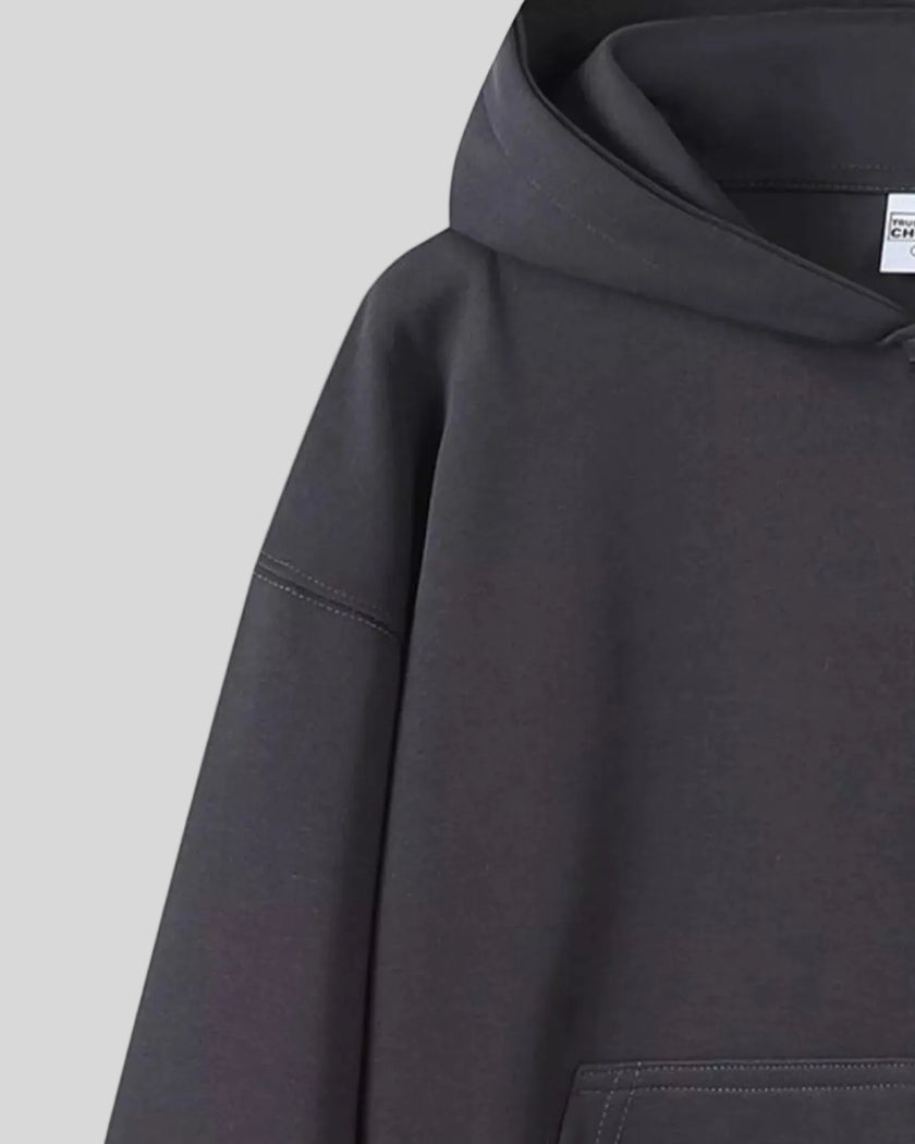 CoreZip Hooded Jacket in dark gray close-up showing sleeve and hood detail