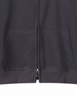 CoreZip Hooded Jacket in dark gray  close-up showing front zipper detail