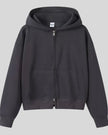 CoreZip Hooded Jacket in dark gray flat lay front view showing full design