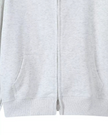 CoreZip Hooded Jacket in light gray close-up showing front zipper detail