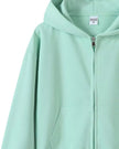 CoreZip Hooded Jacket in light green close-up showing sleeve and hood detail