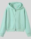 CoreZip Hooded Jacket in light green flat lay front view showing full design