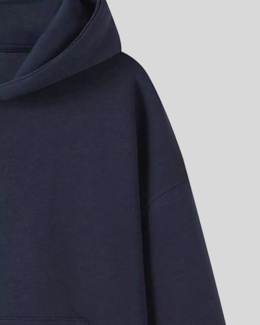 CoreZip Hooded Jacket in navy close-up showing sleeve and hood detail