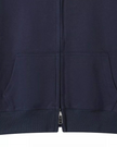 CoreZip Hooded Jacket in navy close-up showing front zipper detail