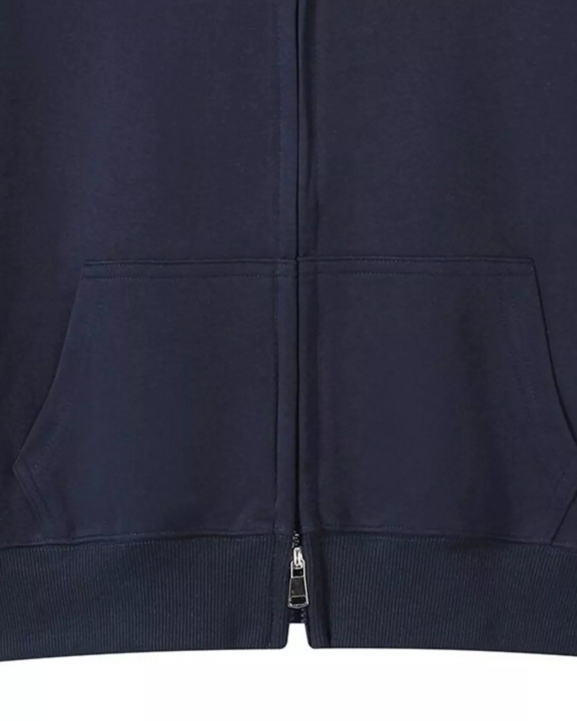 CoreZip Hooded Jacket in navy close-up showing front zipper detail