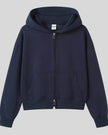 CoreZip Hooded Jacket in navy flat lay front view showing full design