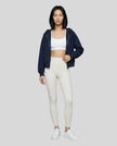 CoreZip Hooded Jacket in navy worn by model full body front view styled in a neutral setting