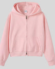 CoreZip Hooded Jacket in pink flat lay front view showing full design