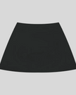 CourtClub A-Line Skirt in Black front view featuring a flattering high-rise waistband and flowing silhouette.