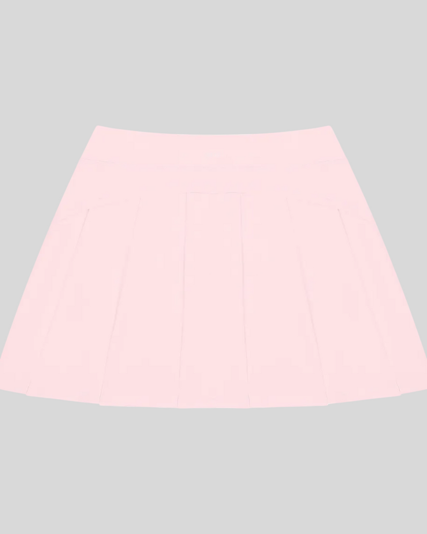 CourtClub A-Line Skirt in Light Pink back view showcasing its elegant A-line silhouette.