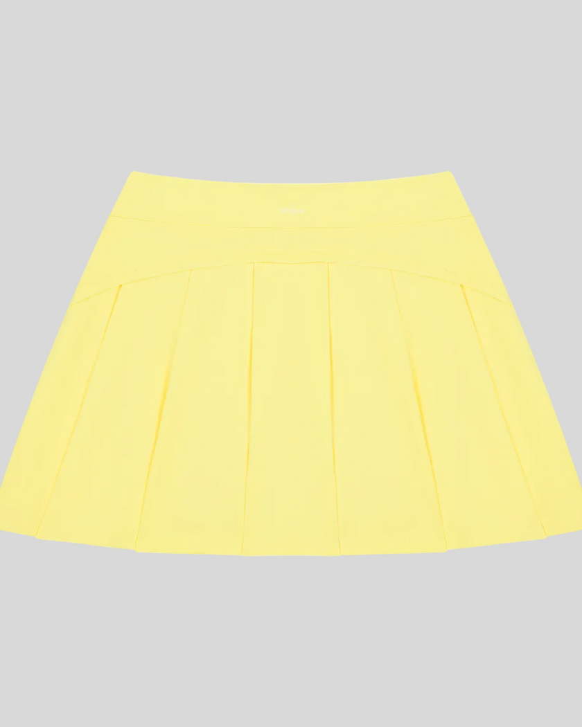 CourtClub A-Line Skirt in Yellow back view showcasing its elegant A-line silhouette.