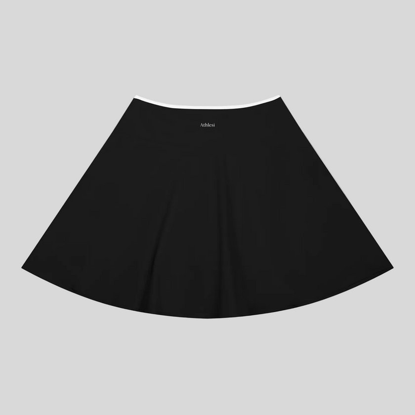 CourtClub Color Block A-Line Skirt in Black back view