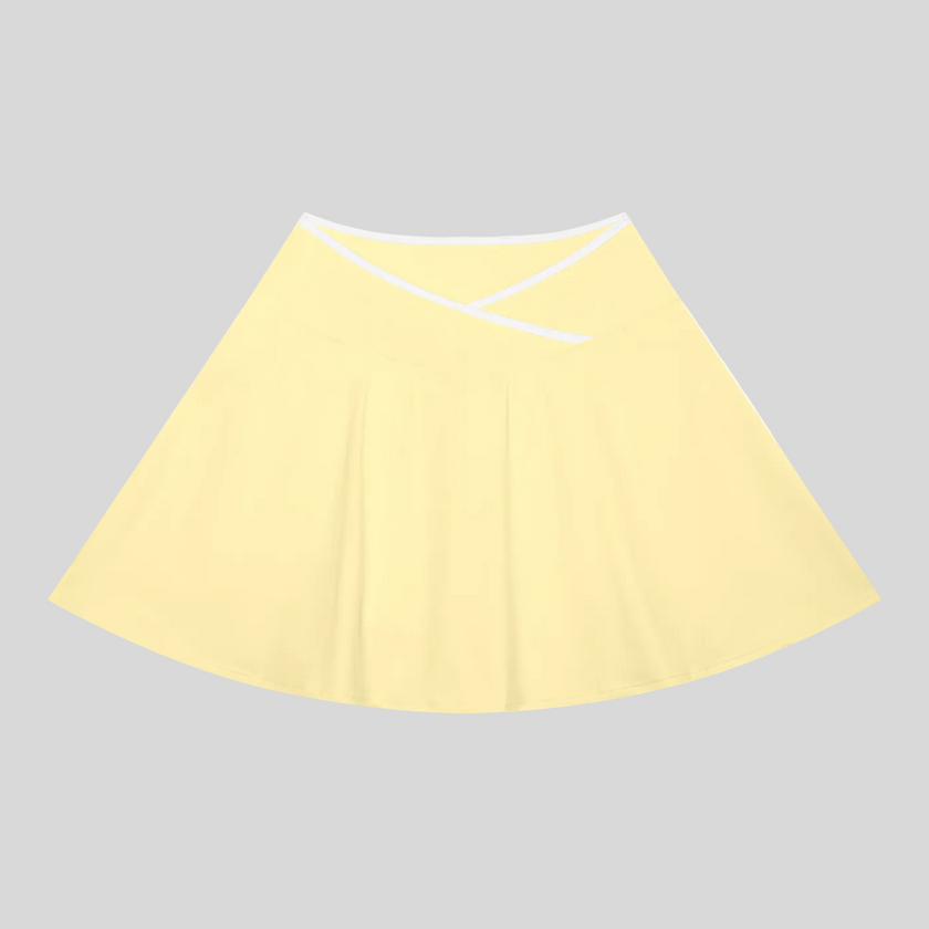 CourtClub Color Block A-Line Skirt in Light Yellow front view