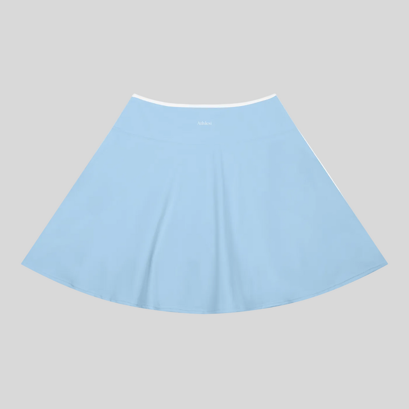 CourtClub Color Block A-Line Skirt in Sky Blue back view