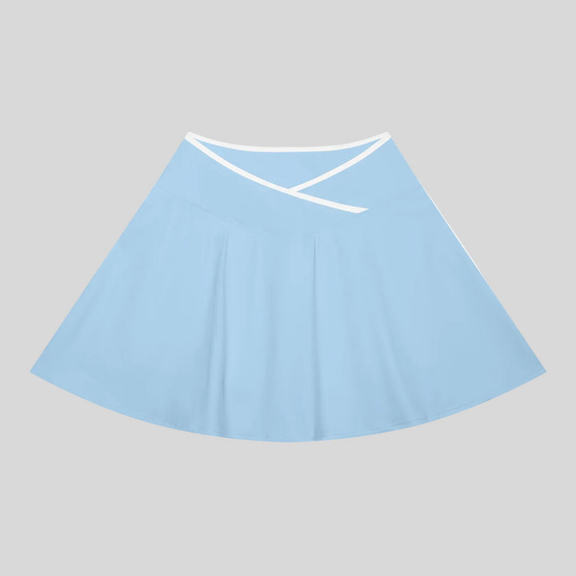 CourtClub Color Block A-Line Skirt in Sky Blue front view