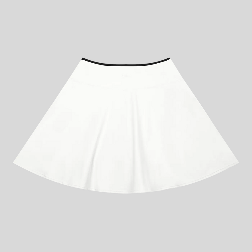 CourtClub Color Block A-Line Skirt in White back view