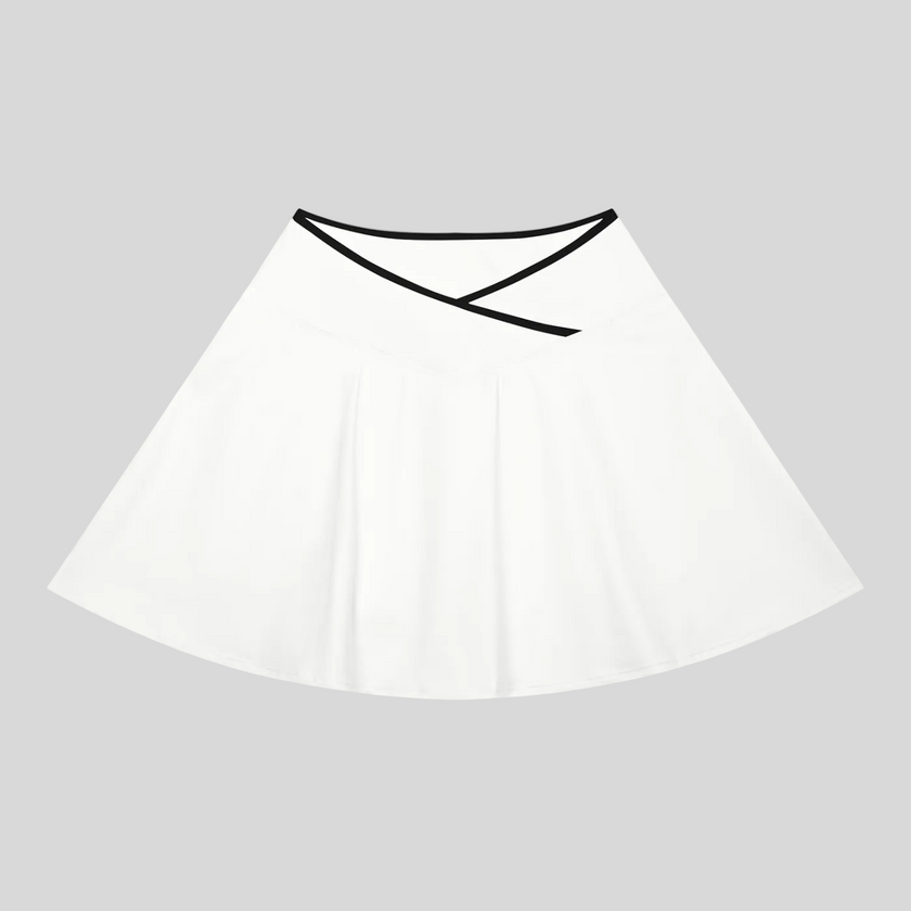 CourtClub Color Block A-Line Skirt in White front view