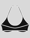 CourtClub Color Block Halter Sports Bra in Black back view showcasing the open-back halter design