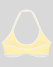 CourtClub Color Block Halter Sports Bra in Light Yellow back view showcasing the open-back halter design