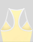 Close-up of the racerback detail and contrast trim on the CourtClub Color Block Tank Top