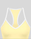 Close-up of the U-neckline and contrast trim on the CourtClub Color Block Tank Top